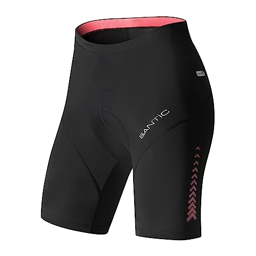 Santic Radlerhose Damen Gepolstert Kurz Radhose Damen Fahrradhose Damen mit Sitzpolster Rosa EU L von Santic