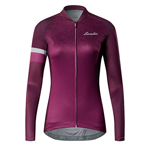 Santic Radtrikot Damen Lange Fahrradtrikot Damen Fahrradshirt Radshirt Kurzarm Sommer mit Taschen Violett EU XXL von Santic