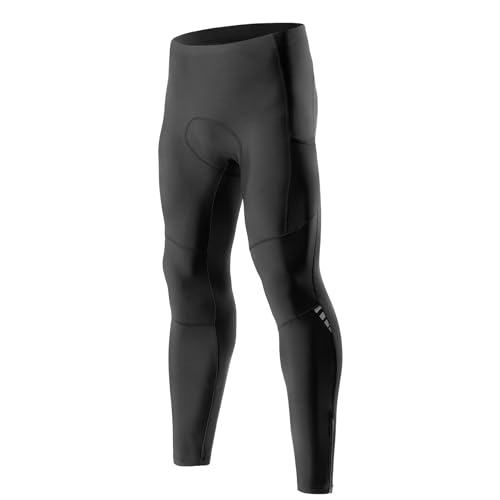 Santic Winter Fahrradhose Lang Herren Radlerhose Radhose Fleece Thermo Legging Radsport Lange Hosen Winddicht Reflektierend Elastische Sitzpolster Schwarz M von Santic