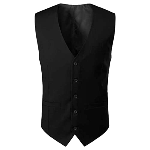 SaoBiiu Herren-Weste, ärmellos, V-Ausschnitt, für formelle Anlässe, Business, Hochzeit, Weste, Weste, Schwarz von SaoBiiu