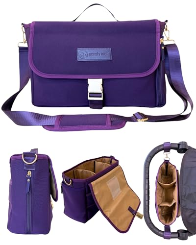 Sarah Wells Maddy Caddy Milchpumpentasche – Kinderwagen-Caddy – isoliertes Neopren – Gepäckhülle – verstellbare Taschen – Crossbody (lila) von Sarah Wells