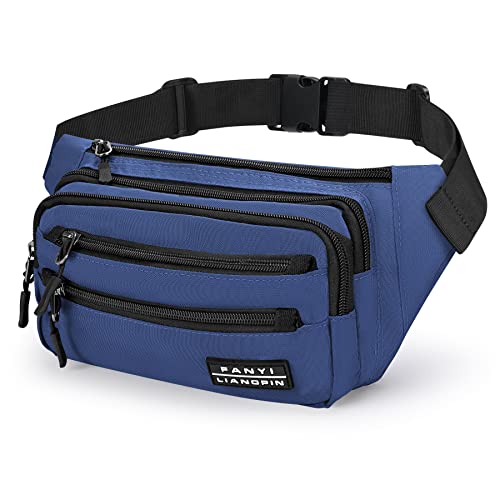 Sarsumir Bauchtasche Gürteltasche für Damen Herren Hüfttasche wasserdichte Multifunktionale Bauchtasche mit 6 Reißverschlusstaschen für Sport Fitnesss Laufen Radfahren Camping Joggen Reisen, Blau von Sarsumir