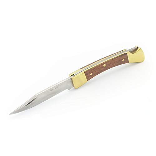 Satief Outdoor Klappmesser - Campingmesser Taschenmesser Messer mit Messing Holzgriff von Satief