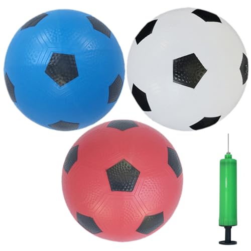 3 Stück Mini Fußball Spielzeug mit Pumpe, 16cm Kinder Fußball Gummibälle Sportspielzeug, Mini Gummi Fußball Kleinkind Fußball Kit Indoor Outdoor Spiel Geschenke für 3-8 Jahre alt Kinder Junge Mädchen von Satiskid