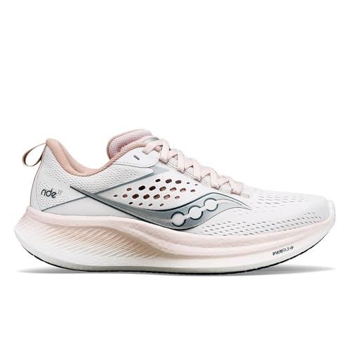 Saucony Damen Ride 17 Laufschuhe Neutralschuh Weiß - Rosa 41 von Saucony