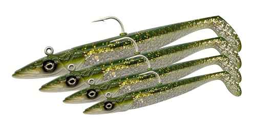 Savage Gear Sandeel V2 - Super realistische Sandaal-Imitation mit lebhafter Kicking Action, Darting Jig Head, ideal für Raubfische im Salzwasser, Hecht, Barsch & Zander Khaki 14 cm Savage Gear Sandeel V2 - Super realistische Sandaal-Imitation mit lebhafter Kicking Action, Darting Jig Head, ideal für Raubfische im Salzwasser, Hecht, Barsch & Zander Khaki 14 cm von Savage Gear