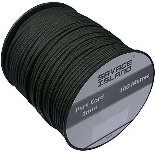 Savage Island 100m Spule Paracord 3mm für Camping Outdoor Basteln Gärtnern Survival Arrmy Heimwerken Bivak Hängematte Zelten Flechtleine Allzweckseil von Savage Island