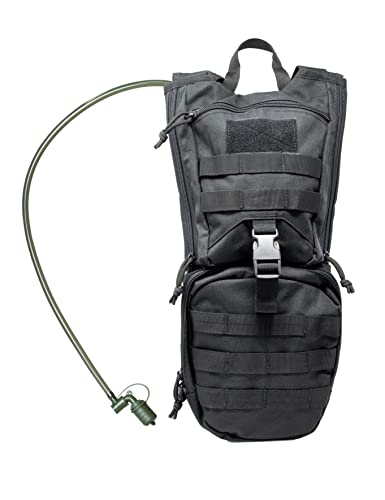 Save & Protect Trinkrucksack mit Trinkblase 2,5L für Fahrrad, Laufen, Wandern, nach Militärstandart - robust, sicher und wasserabweisend - Farbe Schwarz von Save & Protect Trading