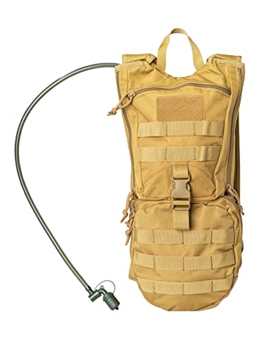 Save & Protect Trinkrucksack mit Trinkblase 2,5L für Fahrrad, Laufen, Wandern, nach Militärstandart - robust, sicher und wasserabweisend - Farbe TAN Sand von Save & Protect Trading