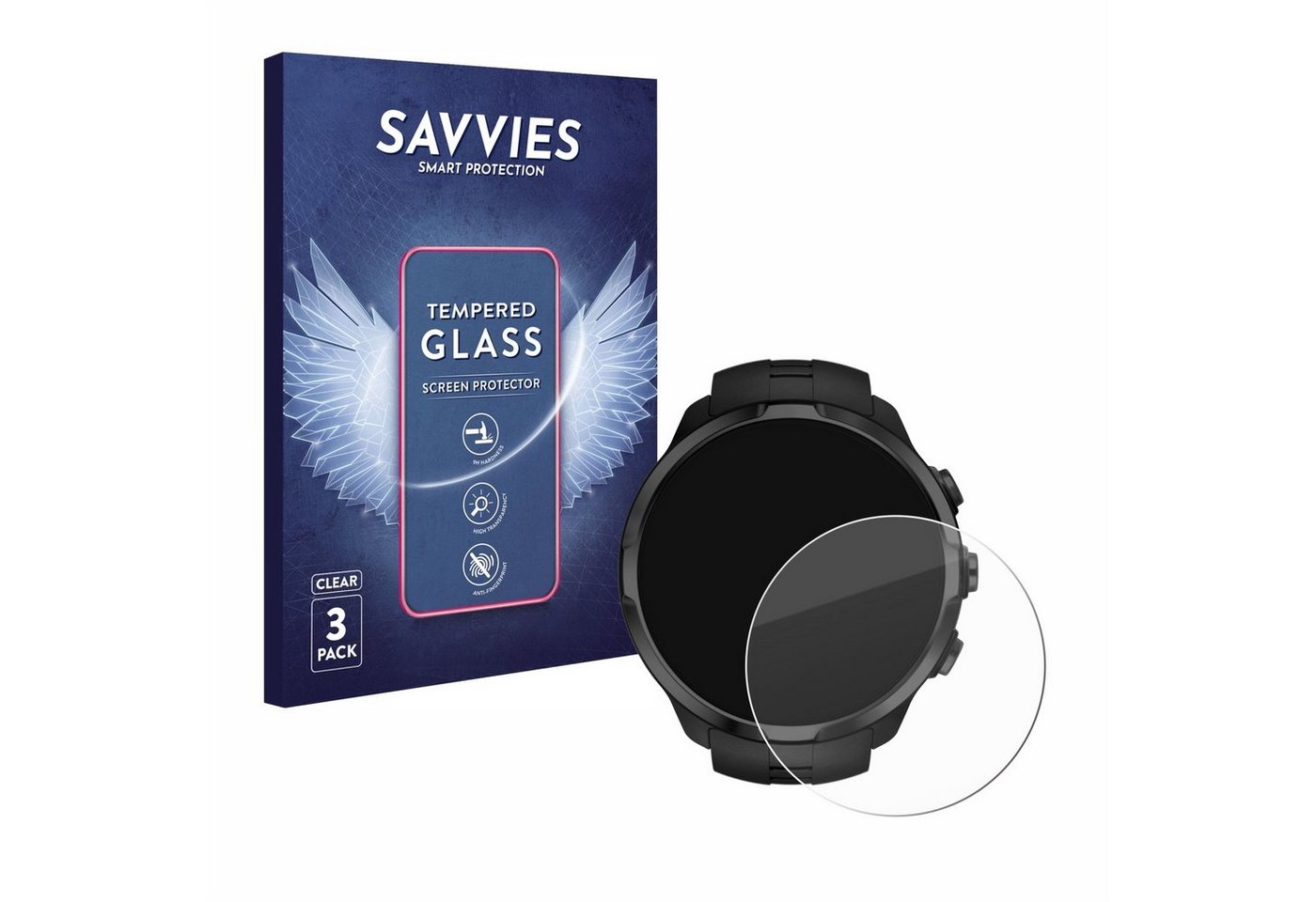Savvies Panzerglas für Suunto Spartan Sport, Displayschutzglas, 3 Stück, Schutzglas Echtglas 9H Härte klar Anti-Fingerprint von Savvies