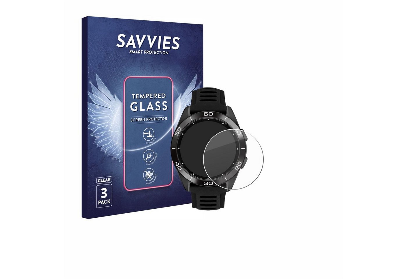 Savvies Panzerglas für Tissot T-Touch Connect Sport 2023, Displayschutzglas, 3 Stück, Schutzglas Echtglas 9H Härte klar Anti-Fingerprint von Savvies