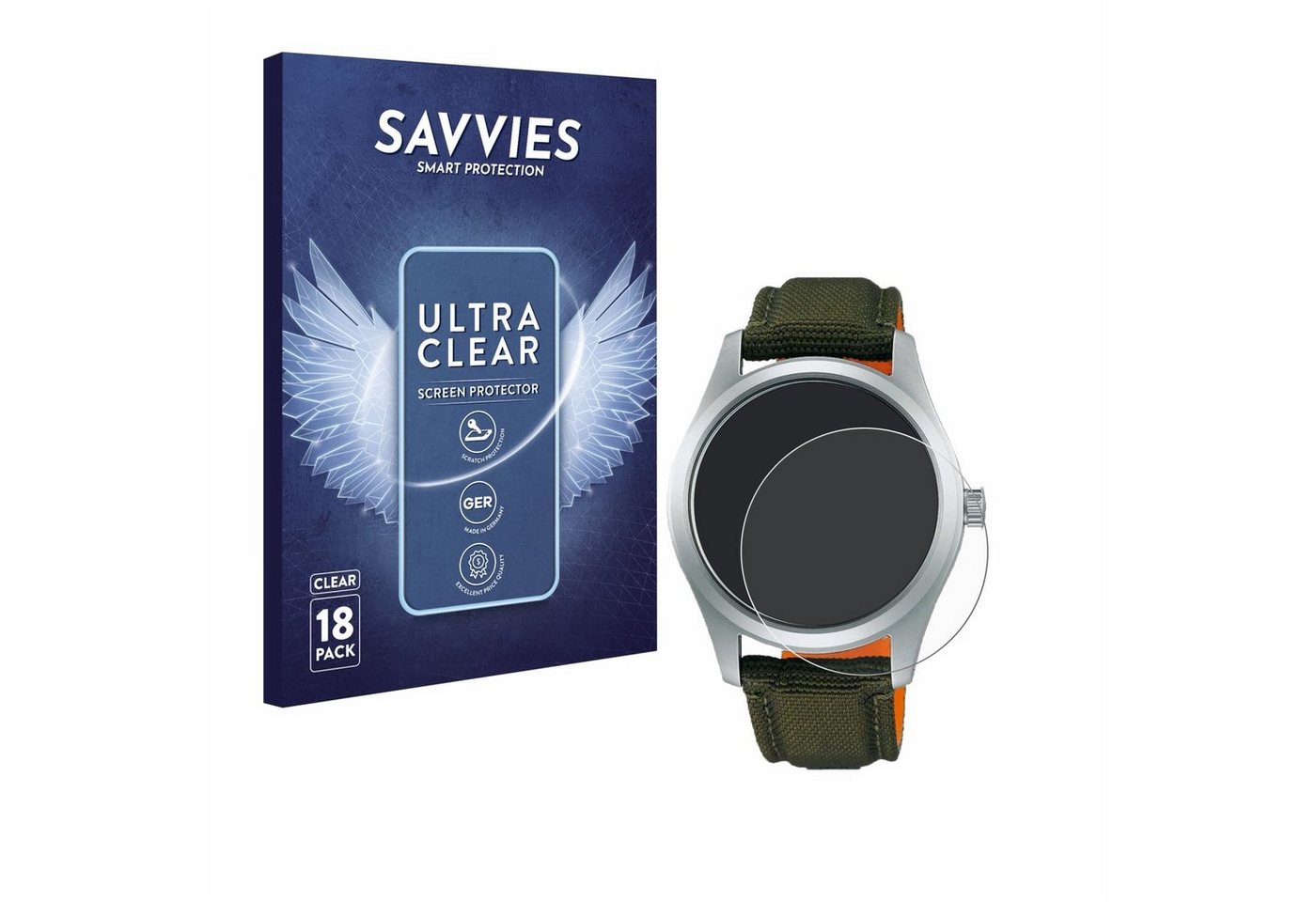 Savvies Schutzfolie für Seiko 5 Sports SRPH29K1, Displayschutzfolie, 18 Stück, Folie klar von Savvies