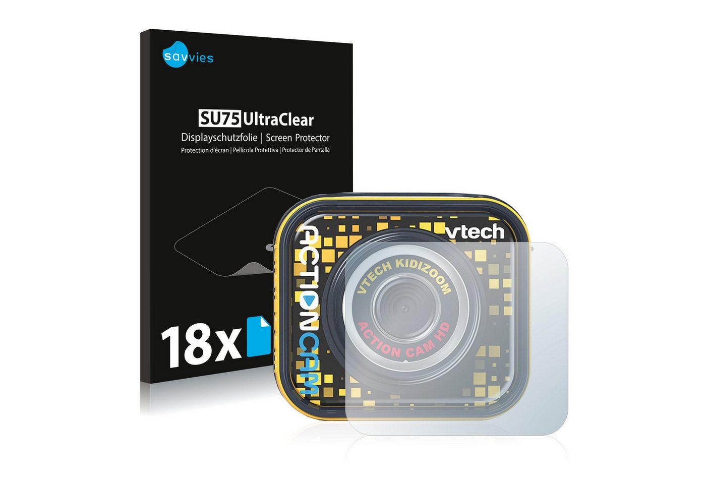 Savvies Schutzfolie für Vtech Kidizoom Action Cam HD, Displayschutzfolie, 18 Stück, Folie klar von Savvies