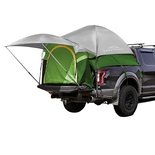 Savvycraft Pickup-LKW-Zelt für LKWs in voller Größe, 1,8 m - 1,7 m Bett, wasserdicht, P3000 mm, 2-Personen-Doppelschicht-LKW-Bett, Campingzelt, erweiterbare Markise, Regenfliege, Aufbewahrungstasche von Savvycraft