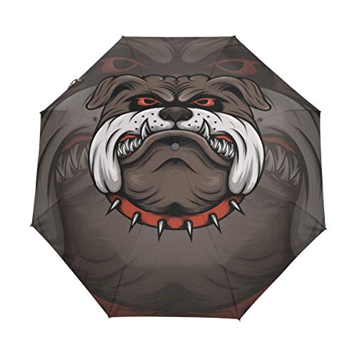 Süße Mops Hund Bulldogge Regenschirm Taschenschirm Automatische Reise Winddichte Sonnenschutz Trekkingschirm Wanderregenschirm für Frauen Männer von Sawhonn