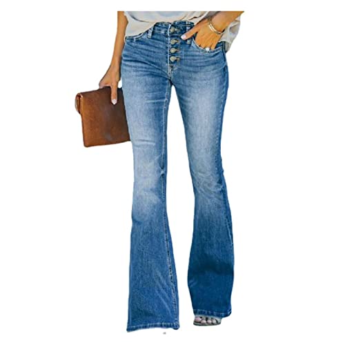 Sawmew 90er-Jahre-Vintage-Jeans mit Knopfleiste, hoher Taille, ausgestelltem Bein, hoher Leibhöhe, weit geschnittener Hose, Damen-Jeans mit hoher Taille, entspannter Passform, dehnbarer Flare-Denim-Ho Sawmew 90er-Jahre-Vintage-Jeans mit Knopfleiste, hoher Taille, ausgestelltem Bein, hoher Leibhöhe, weit geschnittener Hose, Damen-Jeans mit hoher Taille, entspannter Passform, dehnbarer Flare-Denim-Ho von Sawmew