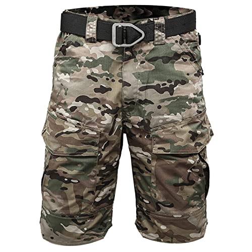 Sawmew Cargo Shorts Herren Camouflage Kurze Hosen Herren Hip Hop Tarnfarben Oversize Shorts Herren Outdoor Cargo Shorts Herren Relaxed Kurze Cargohose Herren (Color : Camouflage, Size : M) von Sawmew