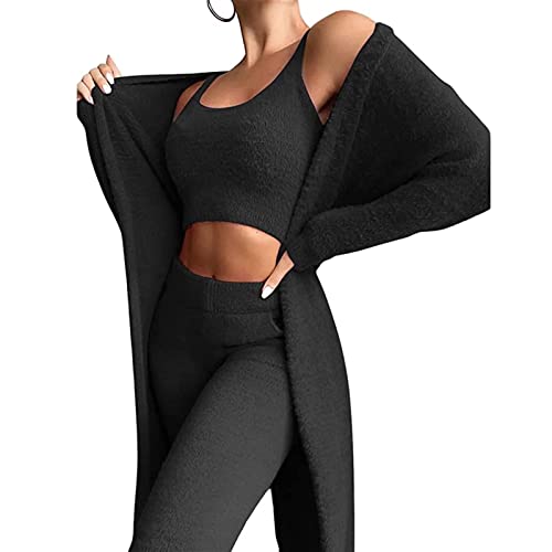 Sawmew Damen Hausanzug Kuschelig Kuschelanzug, Kuschelig Trainingsanzug Damen Set Flauschig Jogginganzug Langarm Freizeitanzug Elegant Schlafanzug, Freizeitanzug Warm Sportanzug (Color : Black, Size Sawmew Damen Hausanzug Kuschelig Kuschelanzug, Kuschelig Trainingsanzug Damen Set Flauschig Jogginganzug Langarm Freizeitanzug Elegant Schlafanzug, Freizeitanzug Warm Sportanzug (Color : Black, Size von Sawmew
