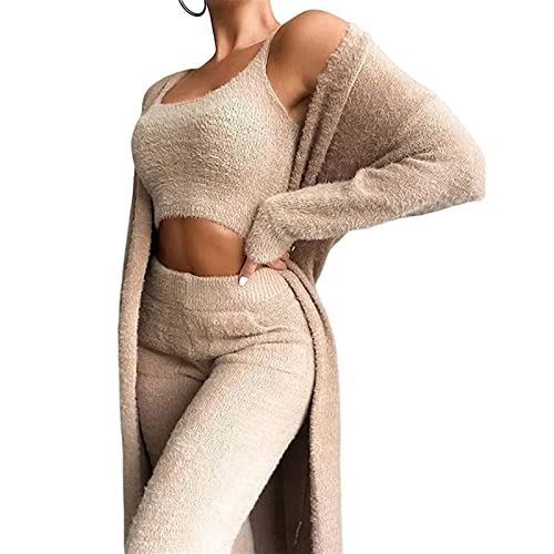 Sawmew Damen Hausanzug Kuschelig Kuschelanzug, Kuschelig Trainingsanzug Damen Set Flauschig Jogginganzug Langarm Freizeitanzug Elegant Schlafanzug, Freizeitanzug Warm Sportanzug (Color : Khaki, Size Sawmew Damen Hausanzug Kuschelig Kuschelanzug, Kuschelig Trainingsanzug Damen Set Flauschig Jogginganzug Langarm Freizeitanzug Elegant Schlafanzug, Freizeitanzug Warm Sportanzug (Color : Khaki, Size von Sawmew