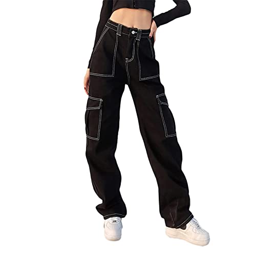 Sawmew Damen High Waist Jeans Y2K E-Girl Frauen Jeanshosen Baggy Jeans Vintage Wide Leg Jeans Schlaghose 90er Jahre Ästhetische Koreanische Hose Harajuku Baggy Stretch Hose Lange Cargo Pants (Color : Sawmew Damen High Waist Jeans Y2K E-Girl Frauen Jeanshosen Baggy Jeans Vintage Wide Leg Jeans Schlaghose 90er Jahre Ästhetische Koreanische Hose Harajuku Baggy Stretch Hose Lange Cargo Pants (Color : von Sawmew