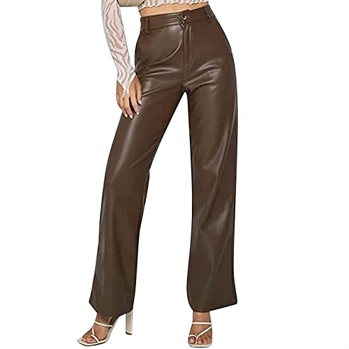 Sawmew Damen Lederimitat Kunstleder Hose Damen Lederhose Hohe Taille Gerade Weites Bein PU Legging Stretch Damen Leder Hose Imitat Kunstlederhose Eng PU Bleistifthose Lederhose Sawmew Damen Lederimitat Kunstleder Hose Damen Lederhose Hohe Taille Gerade Weites Bein PU Legging Stretch Damen Leder Hose Imitat Kunstlederhose Eng PU Bleistifthose Lederhose von Sawmew