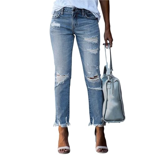 Sawmew Damen Mom Destroyed Ankle Jeans Damen Big Holes Straight Boyfriend Mom Jeans Damen Zerrissen Denim Jeans Zerrissene Jeans mit Hoher Taille Stretch Jeanshosen Stretch Denim Boyfrien Sawmew Damen Mom Destroyed Ankle Jeans Damen Big Holes Straight Boyfriend Mom Jeans Damen Zerrissen Denim Jeans Zerrissene Jeans mit Hoher Taille Stretch Jeanshosen Stretch Denim Boyfrien von Sawmew