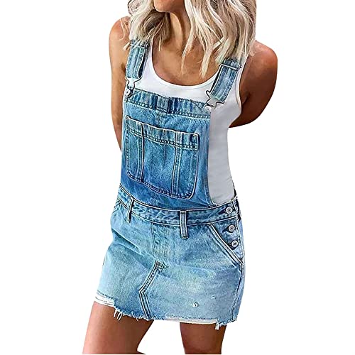 Sawmew Jeanskleid Damen Latzkleid Jeans Jeanskleid Langarm Damen Blau Denim Kleid Jeanskleid Damen Kurz Jeanskleid Damen Kleid 90er Jahre Damen Sommer Herbst Hemdkleid Blusenkleid (Color : Blue, Siz von Sawmew