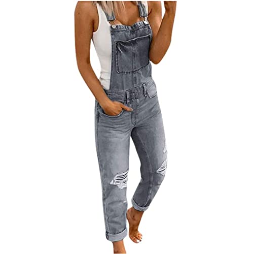 Sawmew Latzhose aus Denim für Damen, Ärmellose Latzhose für Damen, Overall mit Taschen, Damenhose, Latzhose, Zerrissen, Jeans, Overall, Lässig, Büro, Übergröße Sawmew Latzhose aus Denim für Damen, Ärmellose Latzhose für Damen, Overall mit Taschen, Damenhose, Latzhose, Zerrissen, Jeans, Overall, Lässig, Büro, Übergröße von Sawmew