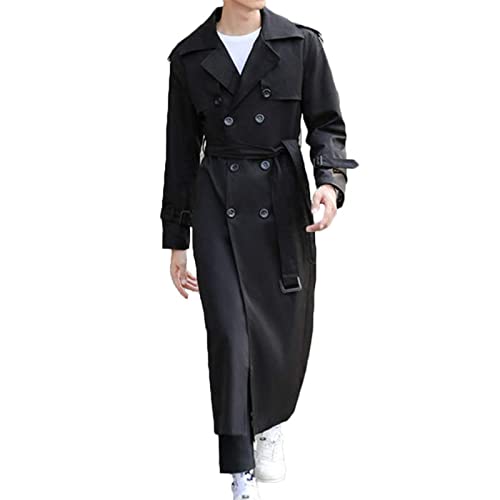 Sawmew Trenchcoat für Herren, Winterjacke Geeignet für Outdoor-Sportarten, Bergsteigen, Skifahren, Wandern, Radfahren Länge Revers Wintermantel Winterjacke (Color : Black Winter, Size : 7XL) von Sawmew