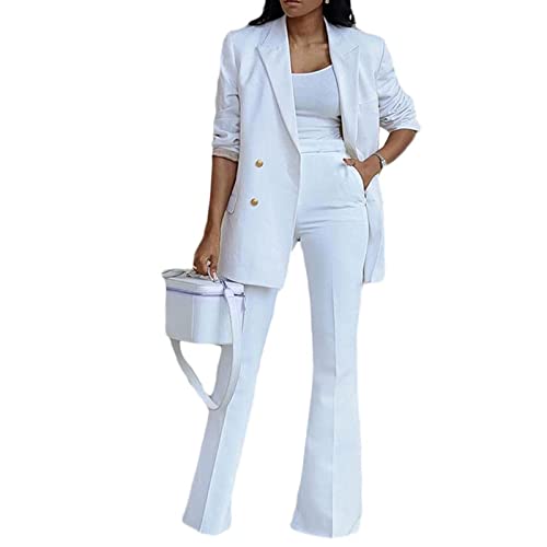 Sawmew Zweiteiler Hosenanzug Damen Elegant Business Anzug Set Langarm Blazer Büro Business Hosen + Mäntel Jacke Outwear Anzüge 2-teilig Anzug Streetwear Festlich Sportlich Hosenanzug Elegant (Color : von Sawmew