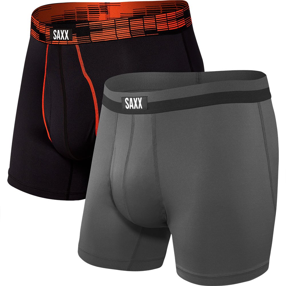 Saxx Underwear Sport Mesh Fly Slip Boxer 2 Units Schwarz S Mann von Saxx Underwear
