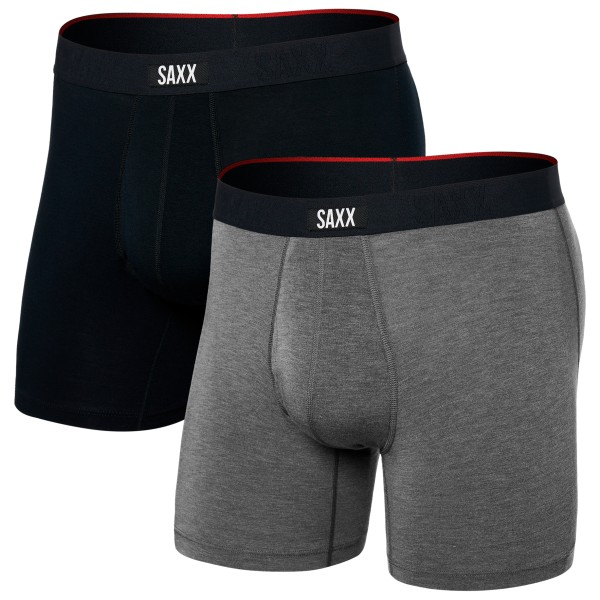 Saxx - Vibe Xtra Boxer Brief Fly 2-Pack - Kunstfaserunterwäsche Gr M grau/schwarz von Saxx