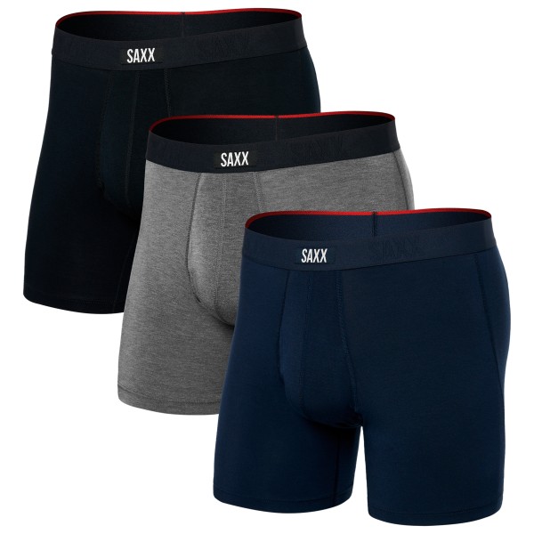 Saxx - Vibe Xtra Boxer Brief Fly 3-Pack - Kunstfaserunterwäsche Gr S blau von Saxx