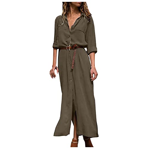 Hemdblusenkleid Damen Einfarbige Locker Kleider Frühlingskleid Damen Sommerkleidung Damen Kleider Damen Sommer, A-Linie Kleider Mit Gürtel Etuikleid Damen Elegant Langes Kleid Damen Hemdblusenkleid Damen Einfarbige Locker Kleider Frühlingskleid Damen Sommerkleidung Damen Kleider Damen Sommer, A-Linie Kleider Mit Gürtel Etuikleid Damen Elegant Langes Kleid Damen von Saymany