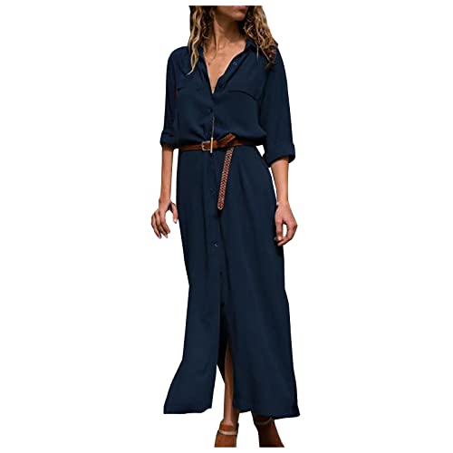 Kleider Damen Sommer, Etuikleid Damen Elegant Hemdblusenkleid Damen Einfarbige Locker Kleider Langes Kleid Damen, Langarm Kleid V-Ausschnitt Blusenkleid Sommerkleidung Damen Tunika Damen Sommer Kleider Damen Sommer, Etuikleid Damen Elegant Hemdblusenkleid Damen Einfarbige Locker Kleider Langes Kleid Damen, Langarm Kleid V-Ausschnitt Blusenkleid Sommerkleidung Damen Tunika Damen Sommer von Saymany
