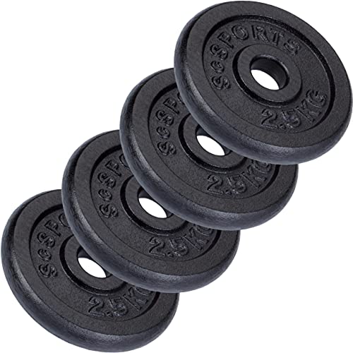 ScSPORTS® Hantelscheiben - Set, 2/4/5/10/15/20 kg, Ø 30/31 mm, Gusseisen - Gewichtsscheiben, Hantelscheiben-Set, Hantelgewichte, Fitness Scheiben, Gussscheiben, Gewichte (10 KG (4 x 2.5 kg)) von ScSPORTS