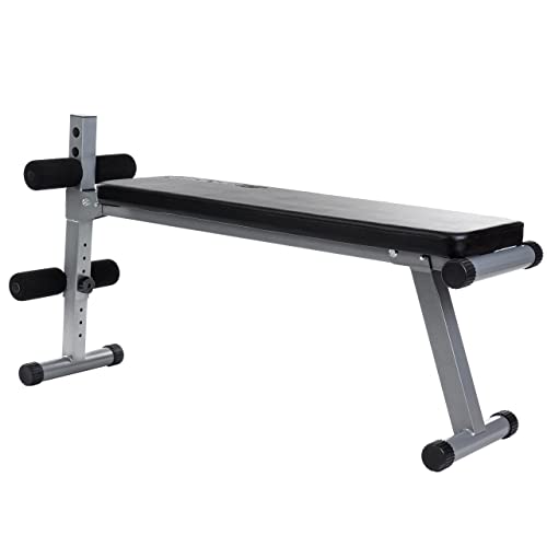 ScSPORTS® Hantelbank - Klappbar, Verstellbar, Flach/Negativ, mit Beinfixierung, bis 120 kg, Stahl, Rot/Schwarz - Sit Up Bank, Bauchtrainer, Trainingsbank, Flachbank, Fitnessbank für Zuhause (Schwarz) von ScSPORTS