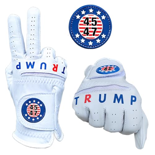 Trump 45-47 Golfhandschuh für Herren, Cabretta-Leder, Golfhandschuh mit Trump 45-47, Shocker Golfhandschuh, Golfkleidung und Essentials für Männer, lustiges Golfer-Gag-Geschenk, rechte oder linke von Scale Wear