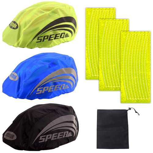Scettar 3 Stück winddichter Regenüberzug, Reflektierende Fahrrad Regenhaube Universal Fahrradhelm Regenschutz atmungsaktiver und wasserfester Helmüberzug für alle Helme,Leuchtendes Grün Scettar 3 Stück winddichter Regenüberzug, Reflektierende Fahrrad Regenhaube Universal Fahrradhelm Regenschutz atmungsaktiver und wasserfester Helmüberzug für alle Helme,Leuchtendes Grün von Scettar