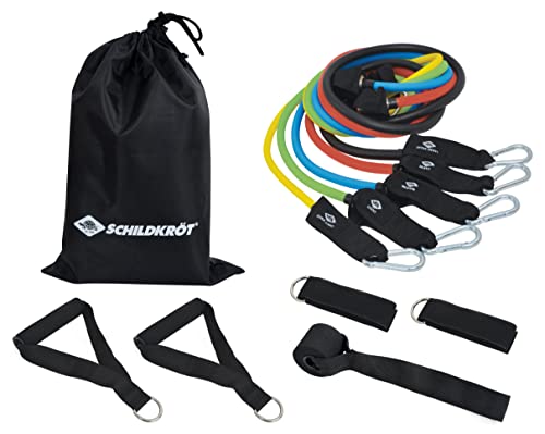 Schildkröt Expander Resistance Tubes, 5 Widerstandsbänder mit Fußschlaufen, Handgriffen und Türanker, 11-teiliges Expander Set, Fitnessbänder für Ganzkörpertraining, inkl. Tragetasche, 960125 Schildkröt Expander Resistance Tubes, 5 Widerstandsbänder mit Fußschlaufen, Handgriffen und Türanker, 11-teiliges Expander Set, Fitnessbänder für Ganzkörpertraining, inkl. Tragetasche, 960125 von Schildkröt