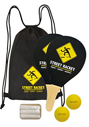 Street Racket Set, 2 Holzschläger, 2 Softbälle, Straßenmalkreide zur Spielfeldmarkierung, im Polyester-Carrybag, 970115 Street Racket Set, 2 Holzschläger, 2 Softbälle, Straßenmalkreide zur Spielfeldmarkierung, im Polyester-Carrybag, 970115 von Street Racket