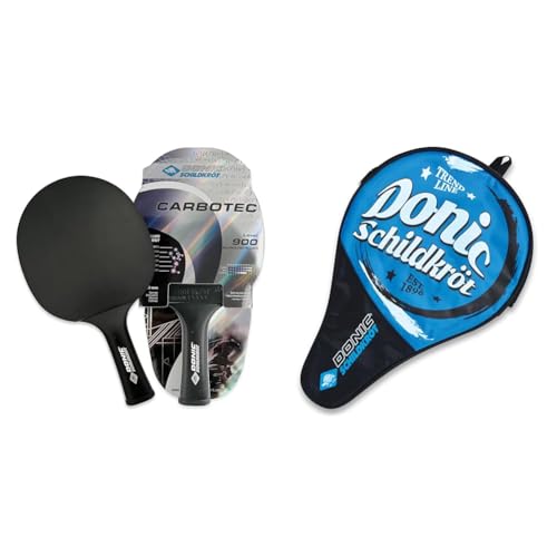 Donic-Schildkröt Tischtennisschläger Carbon CarboTec 900, Schwarz, One-Piece Konstruktion & Donic-Schildkröt Tischtennis Schlägerhülle Trendline, Schlägerhülle für einen Schläger Donic-Schildkröt Tischtennisschläger Carbon CarboTec 900, Schwarz, One-Piece Konstruktion & Donic-Schildkröt Tischtennis Schlägerhülle Trendline, Schlägerhülle für einen Schläger von Schildkröt