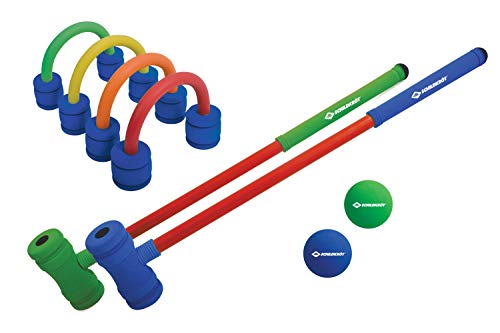 Schildkröt Soft Croquet Set, komplettes Krocket Set mit 2 Schlägern, 4 freistehenden Toren und 2 Bällen, aus weichem Schaumstoff, Indoor- und Outdoor Crocket für 2 Spieler, 970305 von Schildkröt