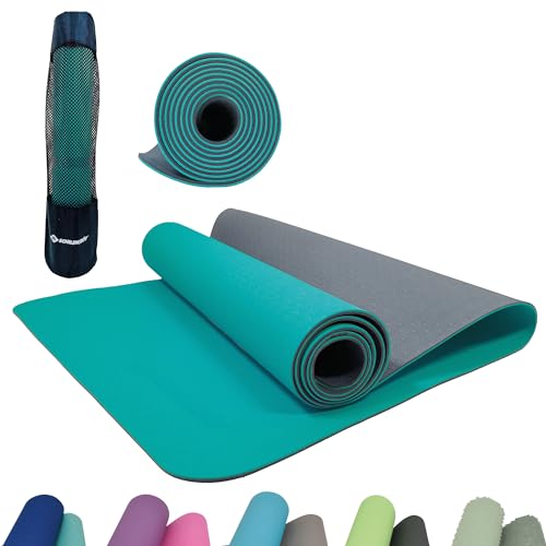 Schildkröt Bicolor Yogamatte, Petrol-Grey, 4mm, PVC-frei, im Carrybag von Schildkröt