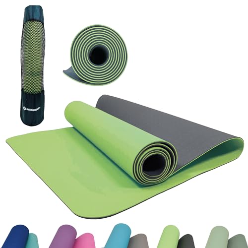 Schildkröt Fitness Bicolor Yogamatte, Lime-Anthrazit, 4mm, PVC-frei, im Carrybag von Schildkröt