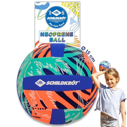 Schildkröt Unisex – Erwachsene Neopren Mini Beachvolleyball, Größe 2, Ø 15 cm, griffige Textile Oberfläche, salzwasserfest, ideal für kleine Kinderhände, 970342, Blau-Gelb-Grau, 2 von Schildkröt