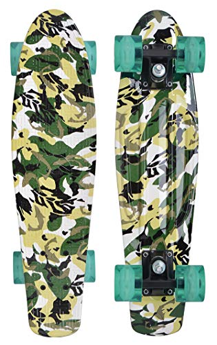Schildkröt Unisex – Erwachsene Retro Skateboard Free Spirit, Premium Beach Board mit coolem Deckdesign, leuchtende LED Rollen, Design: Camouflage, 510781, One Size Schildkröt Unisex – Erwachsene Retro Skateboard Free Spirit, Premium Beach Board mit coolem Deckdesign, leuchtende LED Rollen, Design: Camouflage, 510781, One Size von Schildkröt