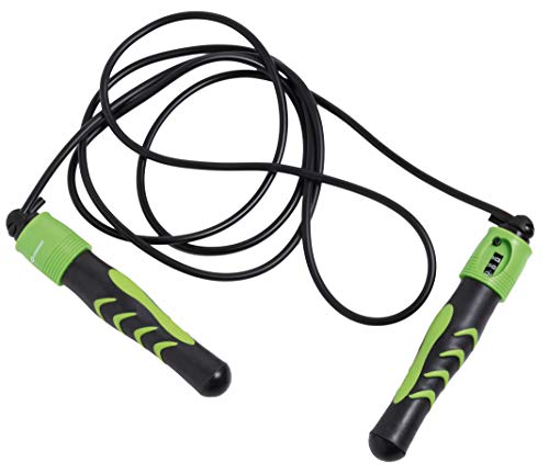 Schildkröt Unisex – Erwachsene Springseil Jump Rope mit Zählwerk, Anthrazit, in 4-Farb Karton, Schwarz/Grün, 960113, Einheitsgröße von Schildkröt