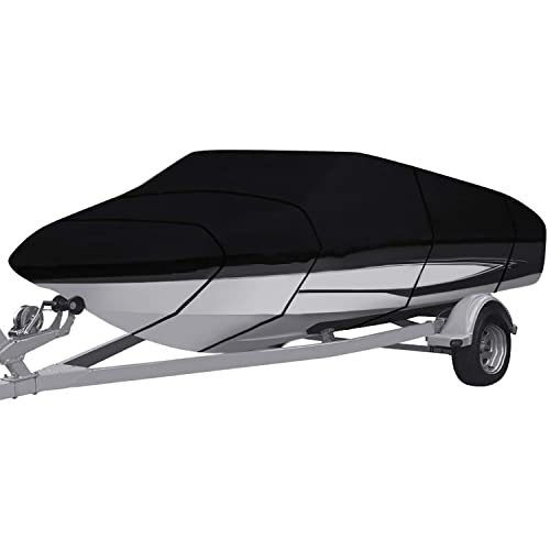 Bootspersenning Bootsabdeckung,210/420D Oxford Gewebe Wasserdicht Staub Schutz Persenning Bootsplane,für Yacht Schnellboot Runabout Fisch-Ski (420D,11-13FT-V) von Schleuder