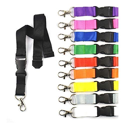 50 Stück unbedruckte Schlüsselbänder, Schlüsselband Lanyard neutral ohne Druck 20 mm breit, Steckverschluss Sicherheitsverschluss (blau) von Schmalz Werbeservice